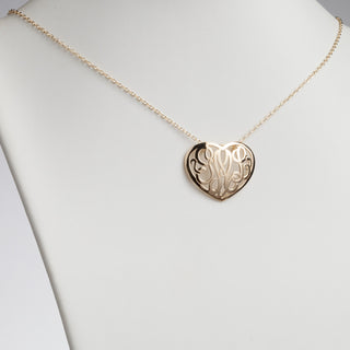 Single Sided 3-D 30x24mm Heart Framed Monogram Pendant