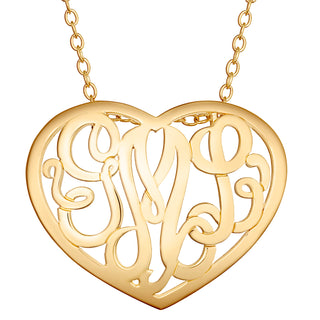 Single Sided 3-D 30x24mm Heart Framed Monogram Pendant