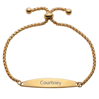 Stainless Steel Engraved Name Adjustable Gold Bracelet