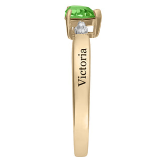 14K Gold over Sterling Freestyle Heart Birthstone Class Ring with Diamond Accent