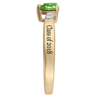 14K Gold over Sterling Freestyle Heart Birthstone Class Ring with Diamond Accent