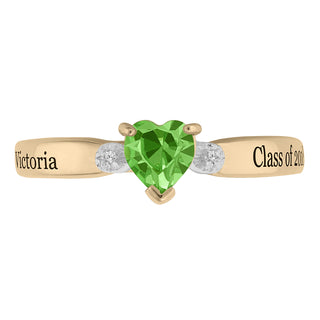 14K Gold over Sterling Freestyle Heart Birthstone Class Ring with Diamond Accent