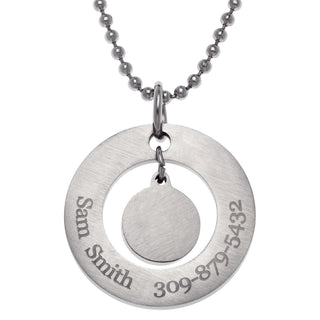 Stainless Steel Double Disc Engraved Medical ID Disc Pendant