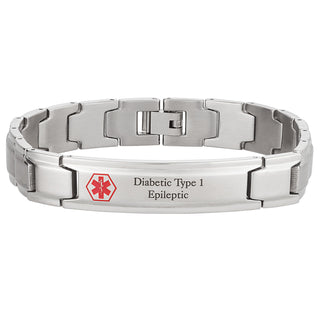 Stainless Steel Men's Engraved Medical ID Bracelet