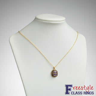 Women's Gold CELEBRIUM Top Bridge Cushion Cut Birthstone Graduation Pendant