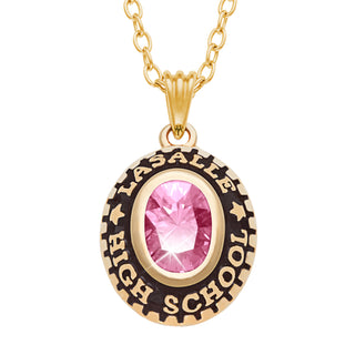 14K Gold over Sterling Oval Birthstone Graduation Pendant