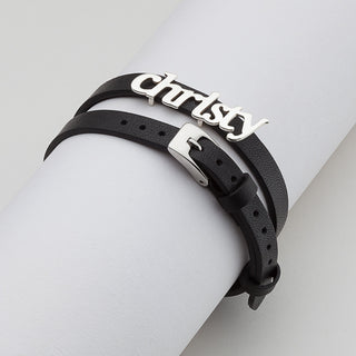 Lowercase Name Leather Wrap Bracelet and Choker