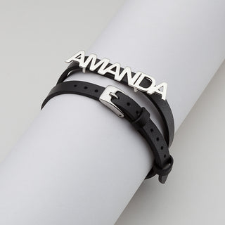 Uppercase Name Leather Wrap Bracelet and Choker
