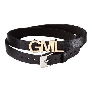 14K Gold over Sterling Initial Leather Wrap Bracelet and Choker