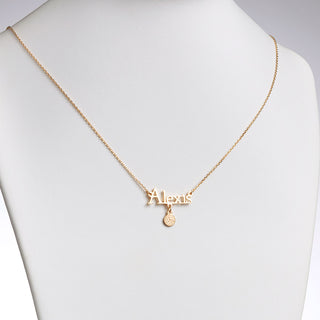 14K Gold over Sterling Name with Volleyball Charm Necklace