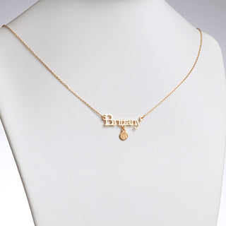 14K Gold over Sterling Name with Basketball Charm Necklace