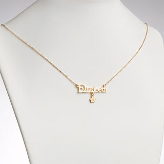 14K Gold over Sterling Name with Flower Charm Necklace