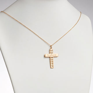 14K Gold over Sterling Cross with Name and Cutout Hearts Necklace