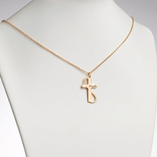 14K Gold over Sterling Personalized Cross with Swirl Necklace