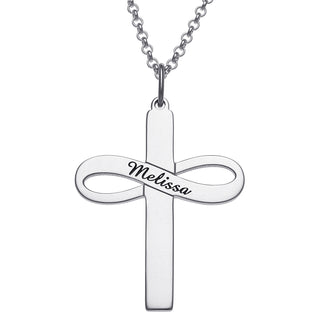Sterling Silver Personalized Cross with Infinity Necklace