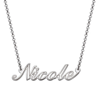 Sterling Silver Script Name with Outline Necklace