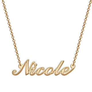 14K Gold over Sterling Script Name with Outline Necklace