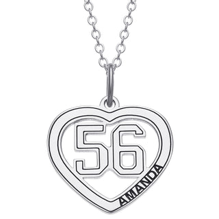Sterling Silver Personalized Name and Number Heart Necklace
