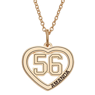 14K Gold over Sterling Personalized Name and Number Heart Necklace