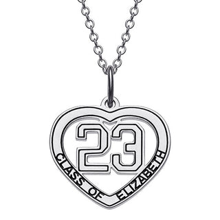 Sterling Silver Name and Class of Heart Necklace
