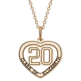 14K Gold over Sterling Name and Class of Heart Necklace