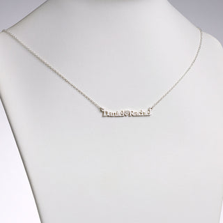 Sterling Silver Couples Name and Pave CZ Heart Necklace