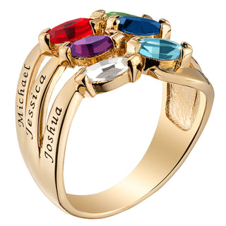 Family Name and Marquise Birthstone Ring