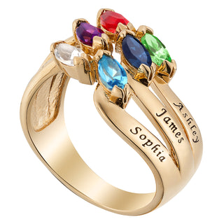 Family Name and Marquise Birthstone Ring