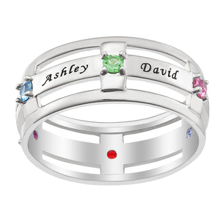 Family Name and Birthstone Ring