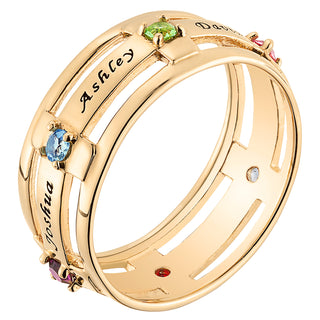 Family Name and Birthstone Ring