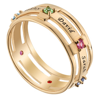 Family Name and Birthstone Ring