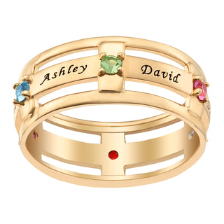 Family Name and Birthstone Ring