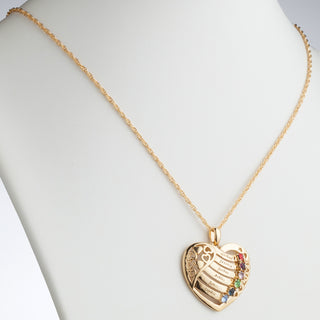Family Heart Birthstone LOVE Pendant