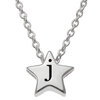 Sterling Silver Engraved Initial Petite Star Necklace