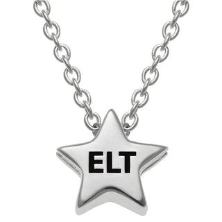 Sterling Silver Engraved Initials Petite Star Necklace