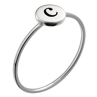Sterling Silver Engraved Initial Mini Circle Ring