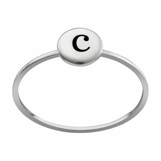 Sterling Silver Engraved Initial Mini Circle Ring