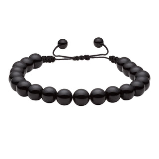 Genuine Black Onyx  Beaded Adjustable Bracelet