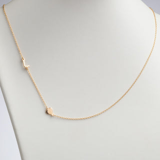14K Gold over Sterling Asymmetrical Initial with Heart Necklace