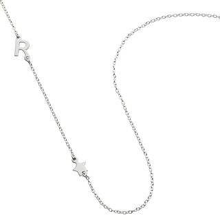Sterling Silver Asymmetrical Initial with Star Necklace