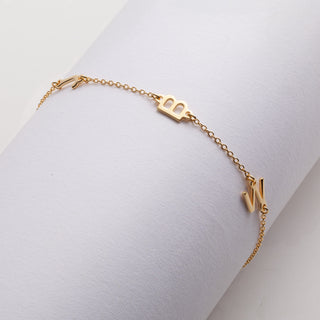 14K Gold over Sterling Station 3-Initial Bracelet
