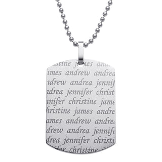 Stainless Steel Men's Family Names Dog Tag Pendant