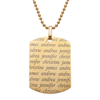 Stainless Steel Gold Men's Family Names Dog Tag Pendant