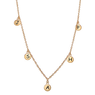 14K Gold over Sterling Family Engraved Initial Disc Necklace