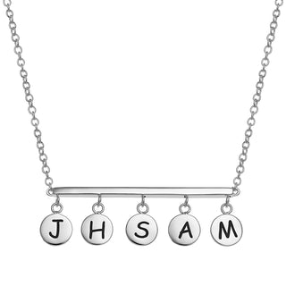 Sterling Silver Family Hanging Initial Bar Necklace