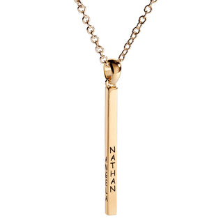 Family Name 4 Sided Bar Pendant with Diamonds