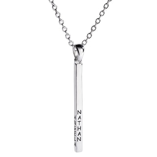 Family Name 4 Sided Bar Pendant with Diamonds