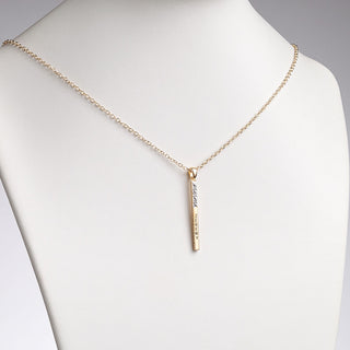 14K Gold over Sterling Family Name 3 Sided Bar Pendant with Diamonds
