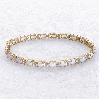 Opal and Diamond 8 Inch Tennis Bracelet