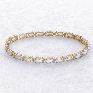 Opal and Diamond 8 Inch Tennis Bracelet